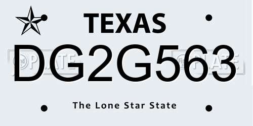 DG2G563 Texas License Plate