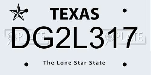 DG2L317 Texas License Plate