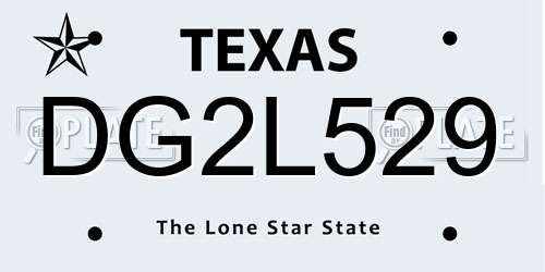 DG2L529 Texas License Plate