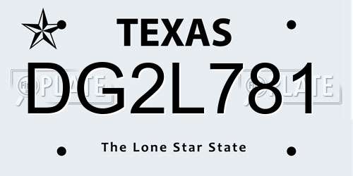 DG2L781 Texas License Plate