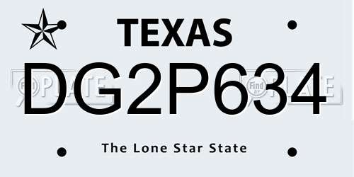 DG2P634 Texas License Plate