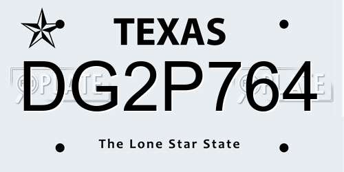 DG2P764 Texas License Plate