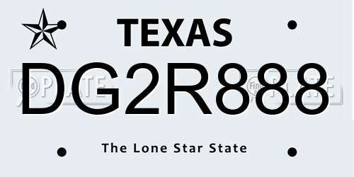DG2R888 Texas License Plate