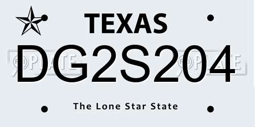 DG2S204 Texas License Plate