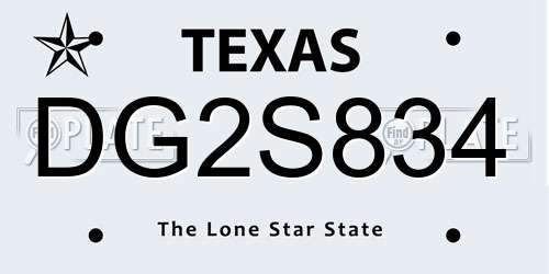 DG2S834 Texas License Plate