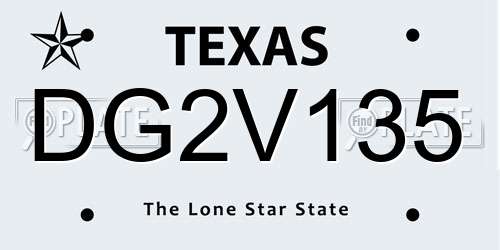 DG2V135 Texas License Plate