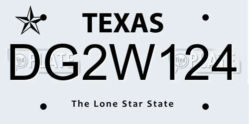 DG2W124 Texas License Plate