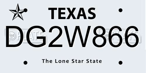 DG2W866 Texas License Plate