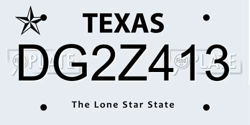 DG2Z413 Texas License Plate
