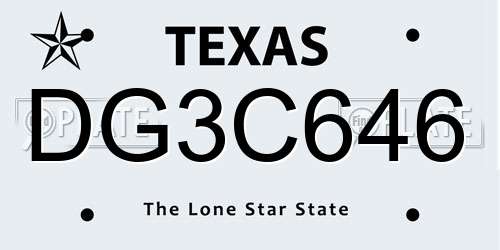 DG3C646 Texas License Plate