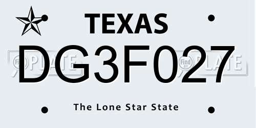 DG3F027 Texas License Plate