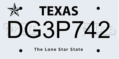 DG3P742 Texas License Plate