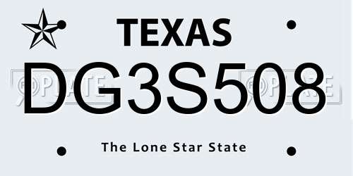 DG3S508 Texas License Plate