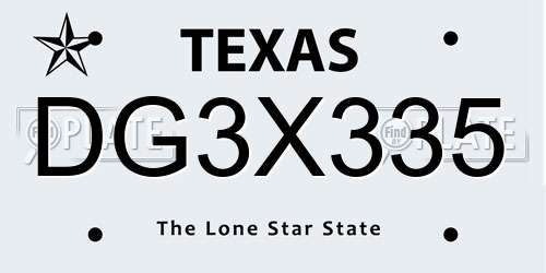 DG3X335 Texas License Plate