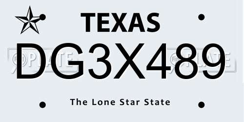 DG3X489 Texas License Plate