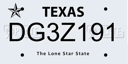 DG3Z191 Texas License Plate