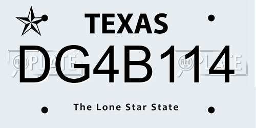 DG4B114 Texas License Plate