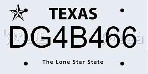 DG4B466 Texas License Plate