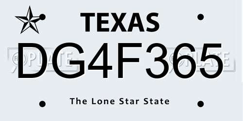 DG4F365 Texas License Plate