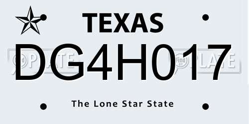DG4H017 Texas License Plate