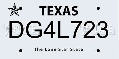 DG4L723 Texas License Plate