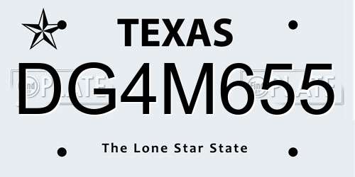 DG4M655 Texas License Plate