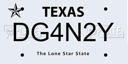 DG4N2Y Texas License Plate
