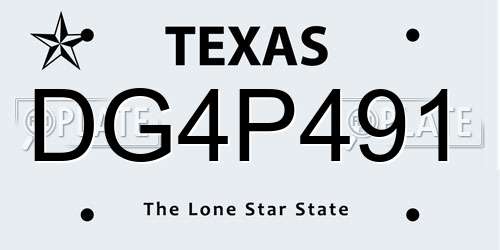 DG4P491 Texas License Plate
