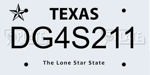 DG4S211 Texas License Plate