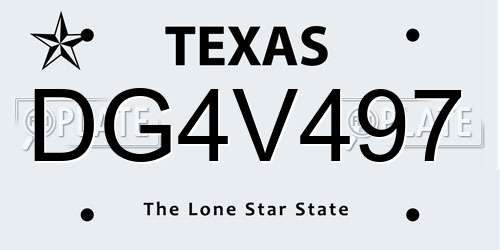 DG4V497 Texas License Plate