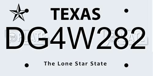 DG4W282 Texas License Plate