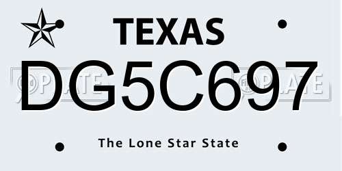 DG5C697 Texas License Plate
