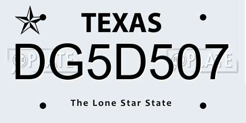 DG5D507 Texas License Plate