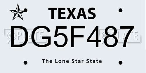 DG5F487 Texas License Plate