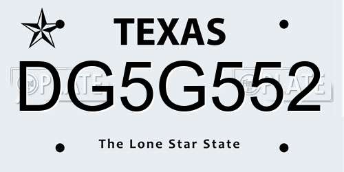 DG5G552 Texas License Plate