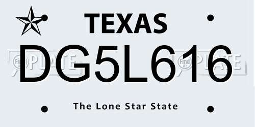 DG5L616 Texas License Plate