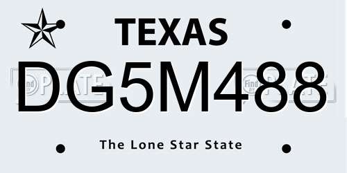 DG5M488 Texas License Plate