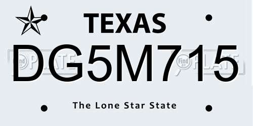 DG5M715 Texas License Plate