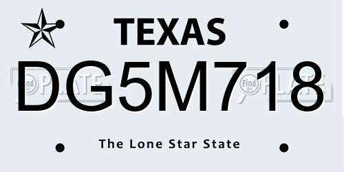 DG5M718 Texas License Plate