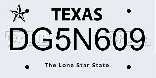 DG5N609 Texas License Plate