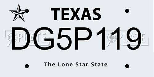 DG5P119 Texas License Plate