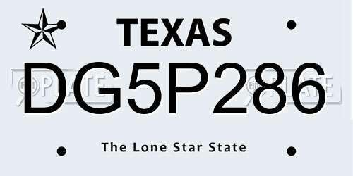 DG5P286 Texas License Plate