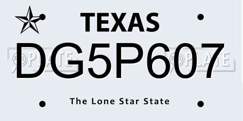 DG5P607 Texas License Plate