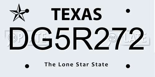 DG5R272 Texas License Plate