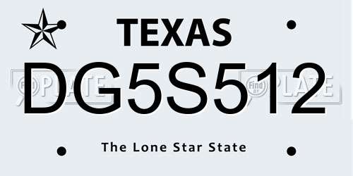 DG5S512 Texas License Plate