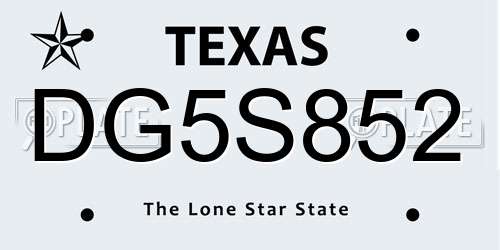 DG5S852 Texas License Plate