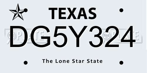 DG5Y324 Texas License Plate