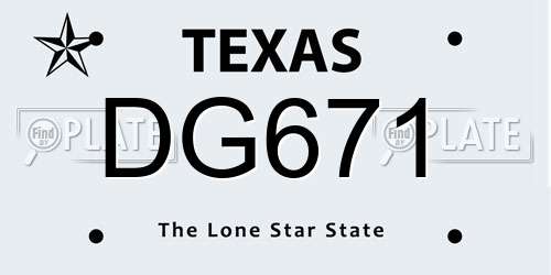DG671 Texas License Plate