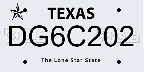 DG6C202 Texas License Plate