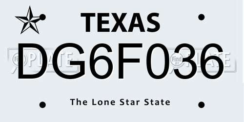 DG6F036 Texas License Plate